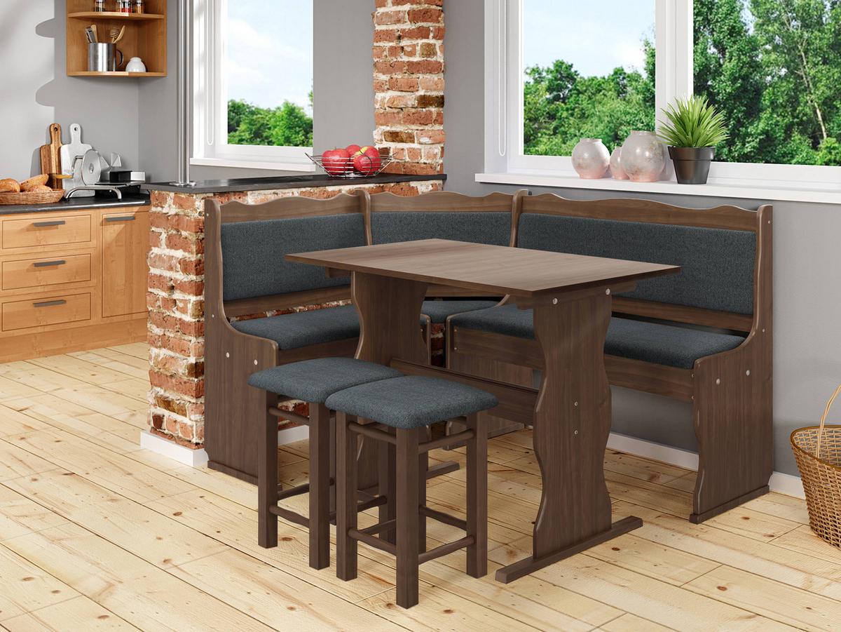 ECKBANKGRUPPE Mini - Hellbraun/Dunkelgrau, Holz (145/87/105cm) - MIRJAN24