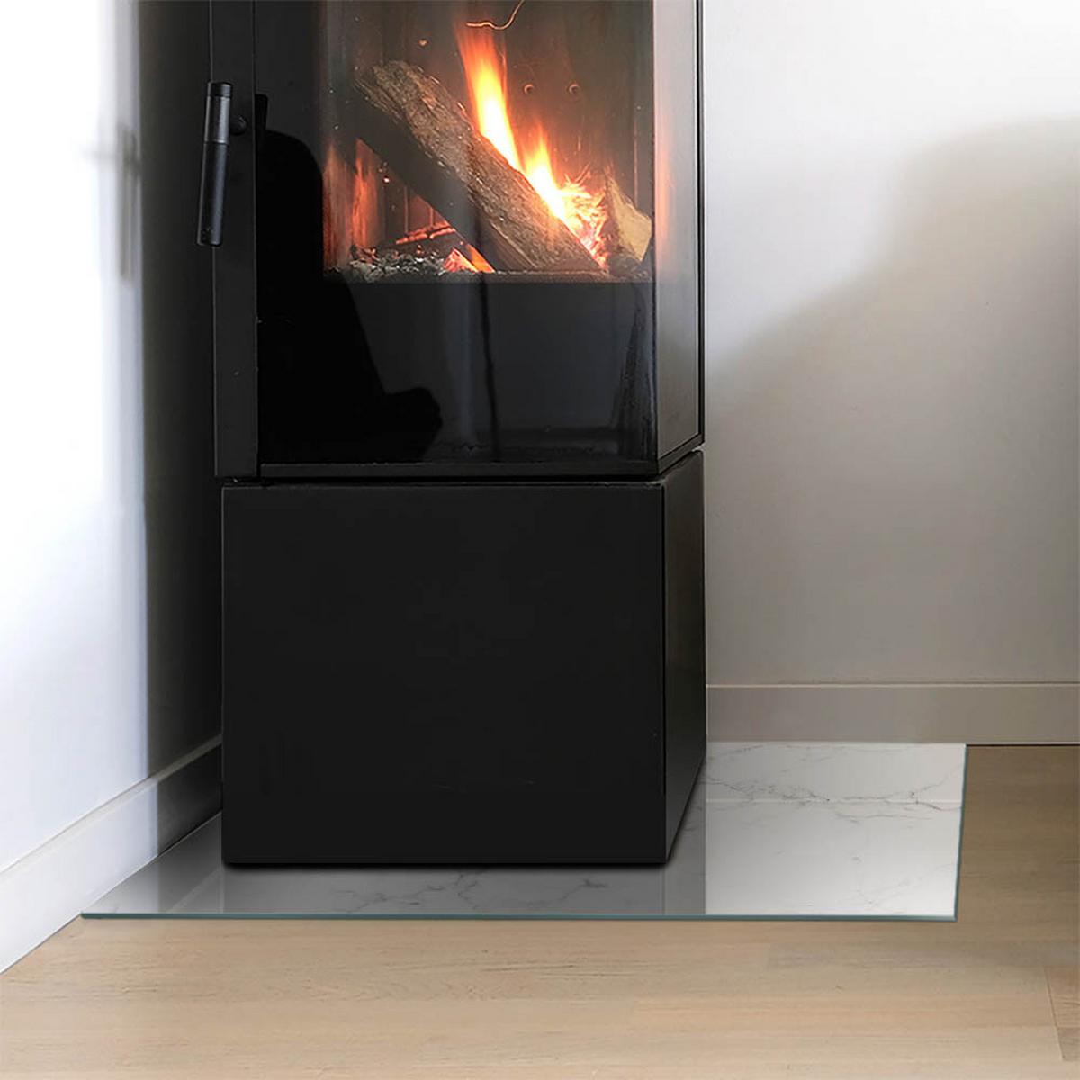 GLASPLATTE für Kamin 60x40 cm - Weiß, Glas (60/40/0.4cm) - TULUP