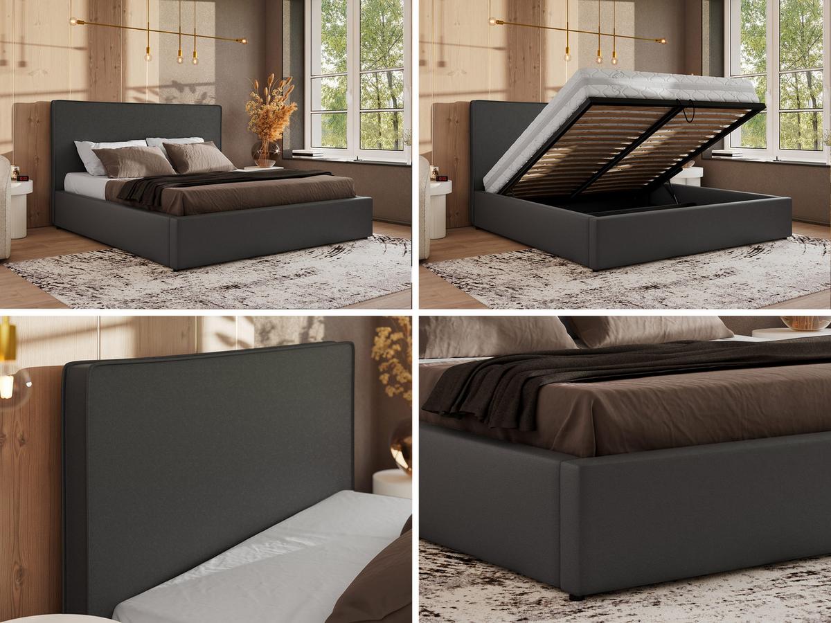 POLSTERBETT CORIVO CLASSIC 180/200 - Grau Kunstleder - Multipocket-Matratze - Grau, Textil (180/200cm) - MKS