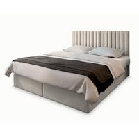 BOXBETT BRESEL 160x200 cm mit Matratze und Topper - Beige - Beige, Holz (160/200cm) - MASSENO