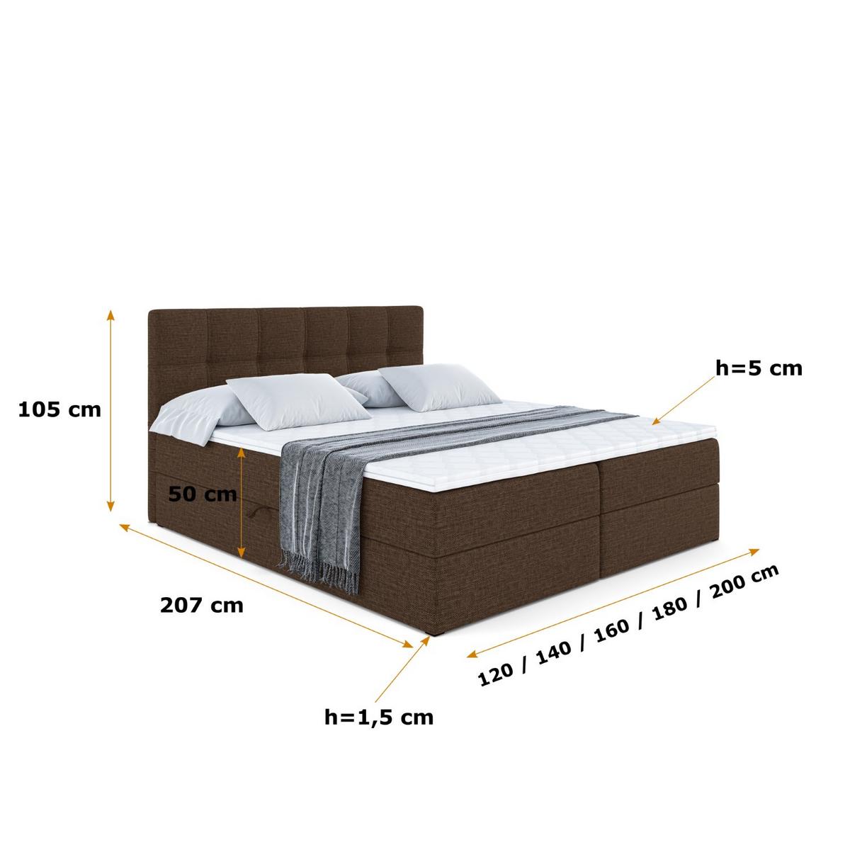 BOXBETT mit Matratze H4 und Lattenrost - MARCE - 140x200 - H4 - Braun - Braun, Holzwerkstoff (140/200cm) - ALTDECOR