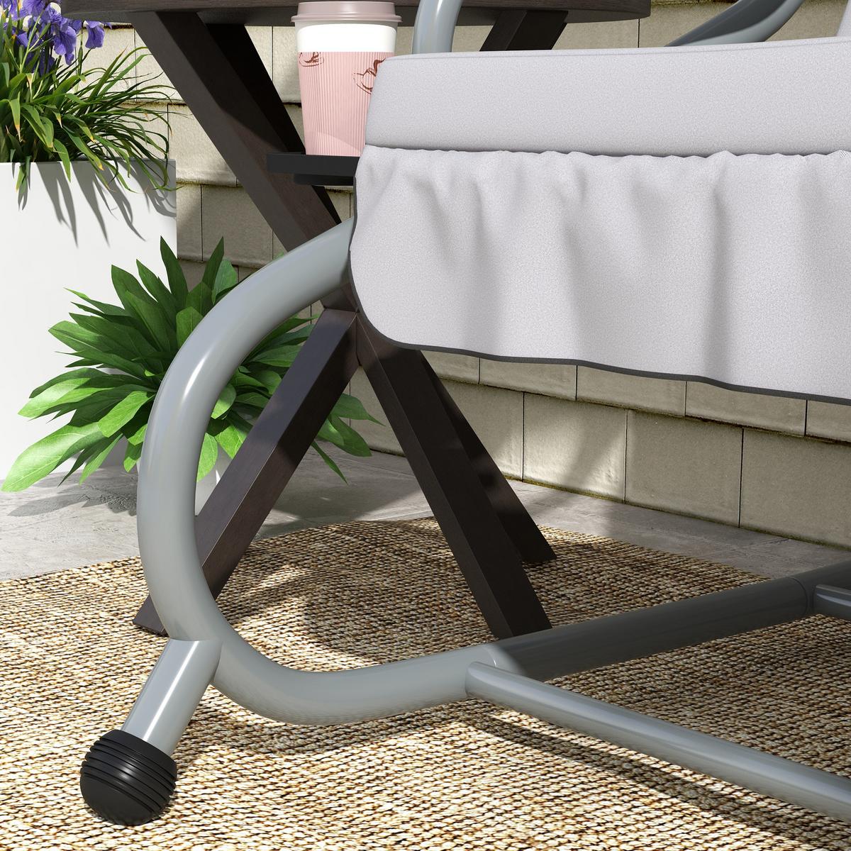 HOLLYWOODSCHAUKEL 3-Sitzer Gartenschaukel mit Verstellbarem Dach Kissen Hellgrau - Grau, Metall (120/164/200cm) - Outsunny