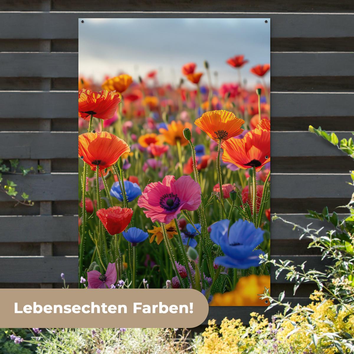 GARTENPOSTER Blumen - Mohnblumen - Farbenfroh - Natur Bild 120x180 cm - Dunkelorange, Kunststoff (120/180/0.2cm) - OnlyWow