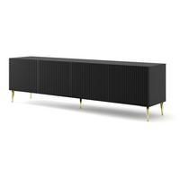 TV LOWBOARD Schwarz, Schwarz, Gold 200/56/42 - Goldfarben/Schwarz, Holzwerkstoff (200/56/42cm) - RAUMHIRSCH FURNITURE