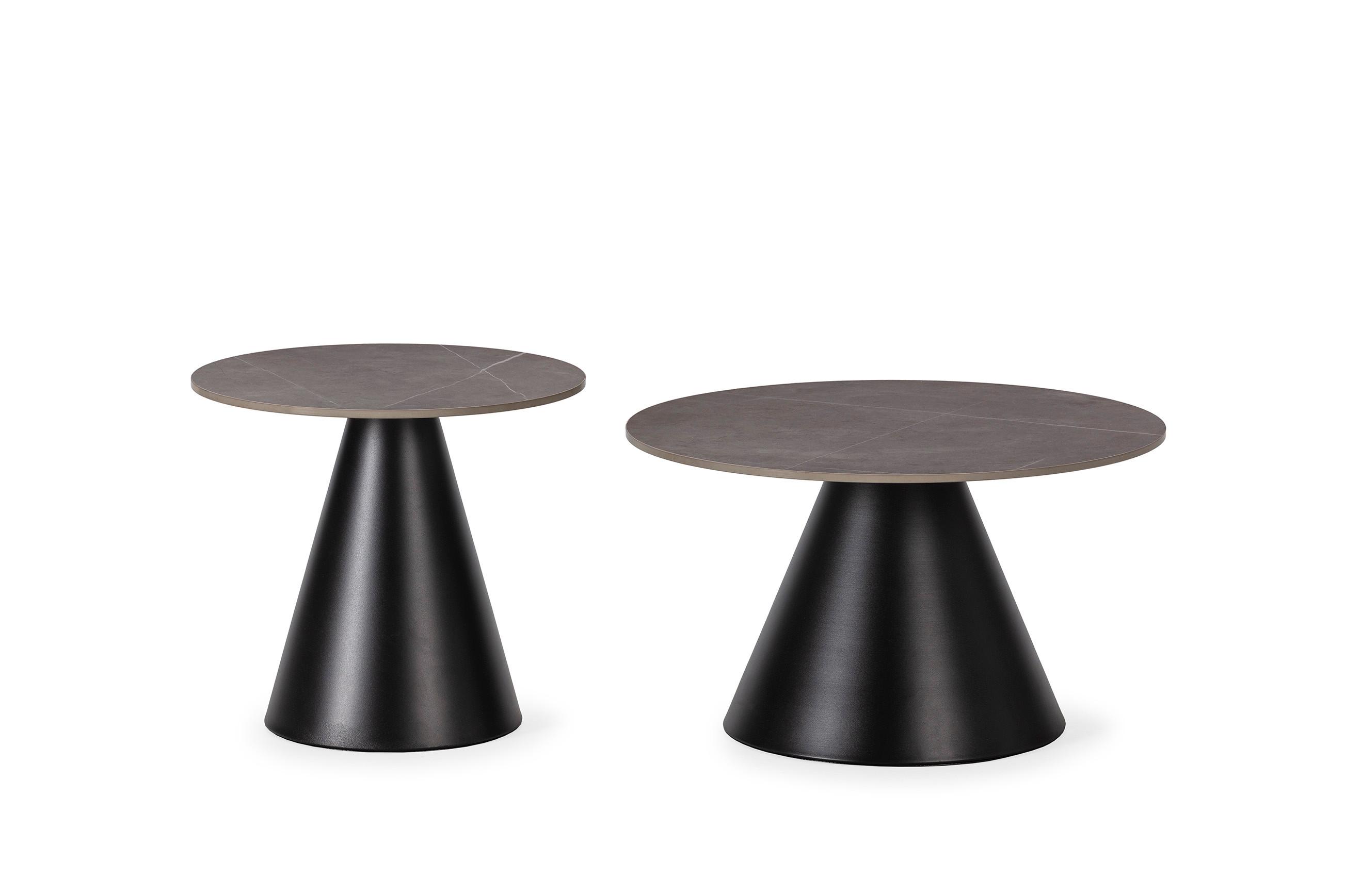 COUCHTISCH (2er-Set) in grau - louna 70/70/40 cm - Schwarz, Stein (70/70/40cm) - Calicosy