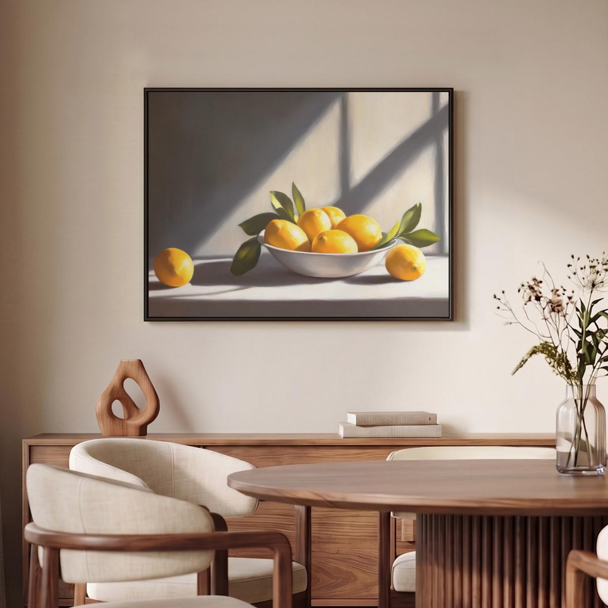 LEINWAND Bilder mit Rahmen - Zitronen - Stilleben - Gelb - 80x60 - Gelb, Textil (80/60cm) - MuchoWow