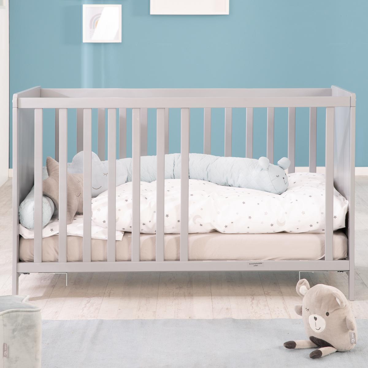 BABY- & BEISTELLBETT mit Matratze 'safe asleep®' - Taupe, Holzwerkstoff (60/120cm) - Roba
