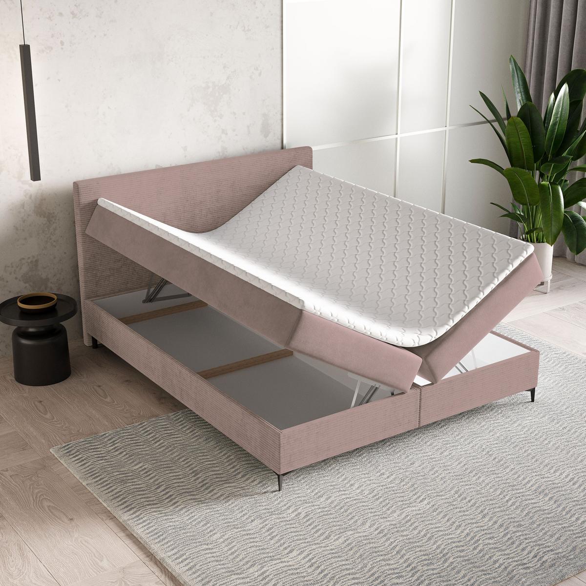BOXBETT TORREL 180x200 cm mit Matratze und Topper - Rosa - Rosa, Holz (180/200cm) - MASSENO