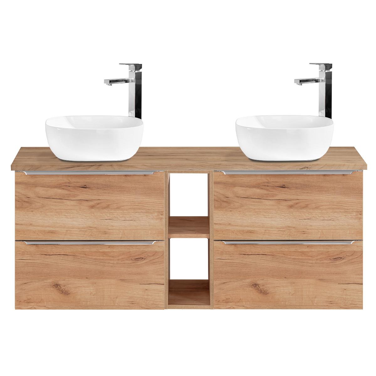 DOPPELWASCHTISCH 140.4cm April Holz - Braun, Holzwerkstoff (140.4/59/46cm) - Petits-meubles