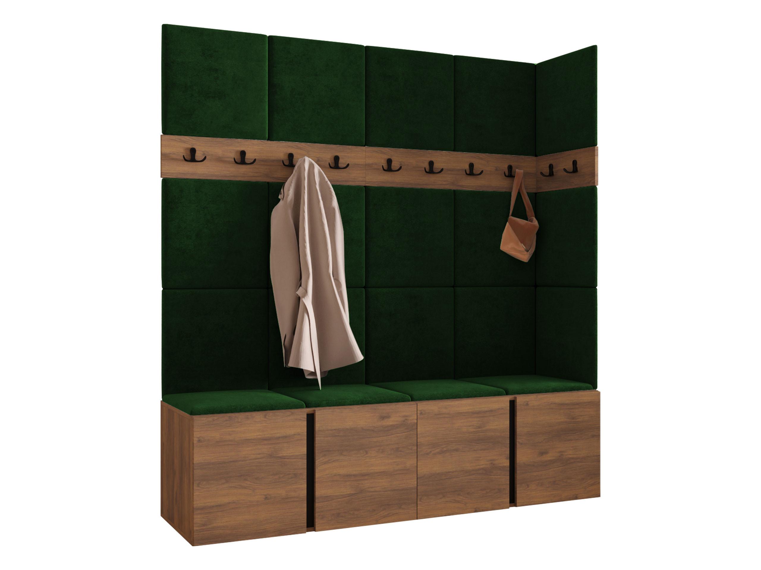 GARDEROBEN-SET Orion II - Nussbaumfarben/Grün, Holzwerkstoff/Kunststoff (168/186/46cm) - MIRJAN24