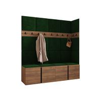 GARDEROBEN-SET Orion II - Nussbaumfarben/Grün, Holzwerkstoff/Kunststoff (168/186/46cm) - MIRJAN24