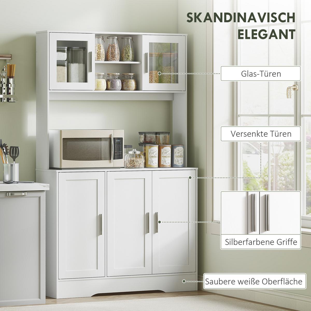 KÜCHENSCHRANK Spanplatte MDF Weiß - Weiß, Holz (35/180/108cm) - HOMCOM