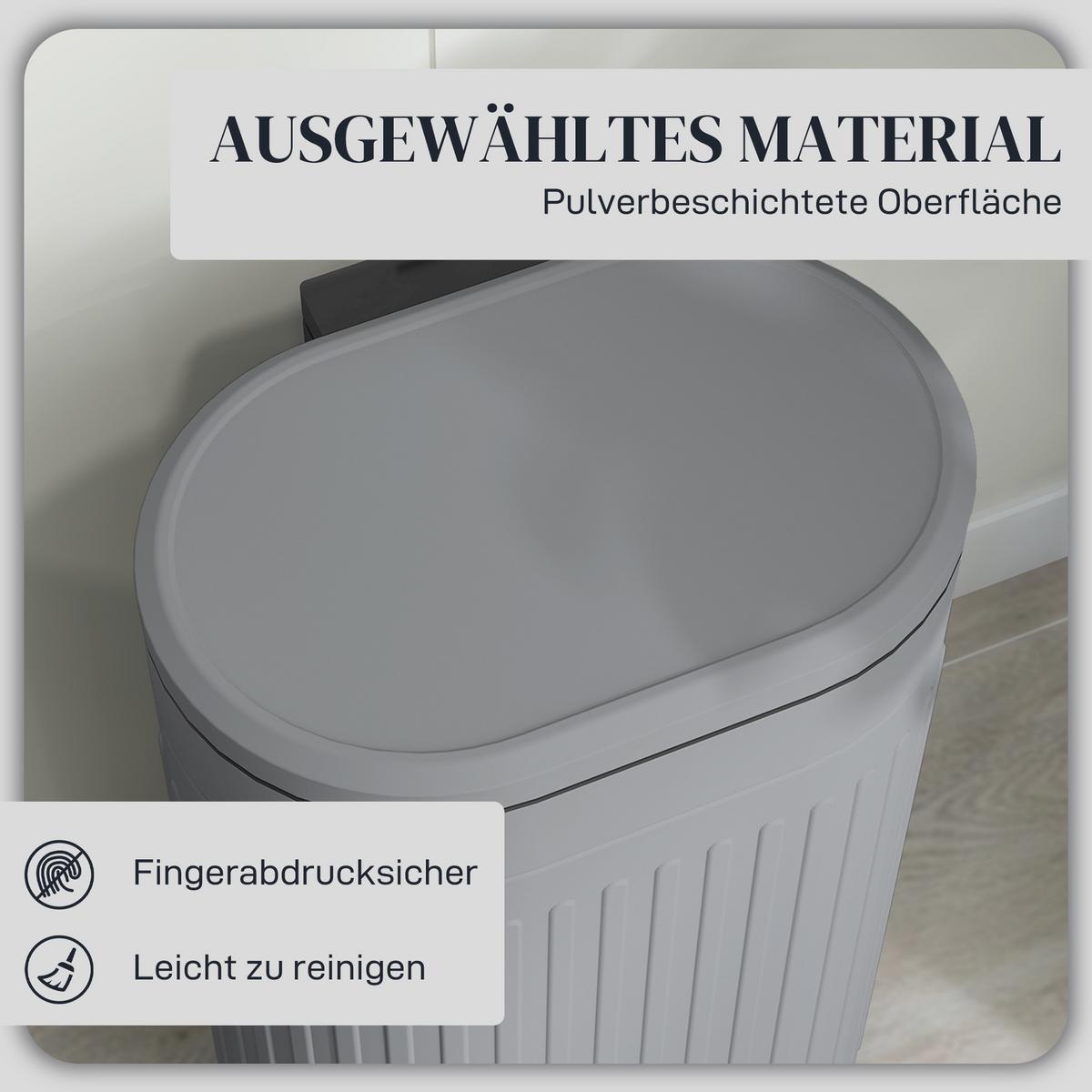 MÜLLEIMER 30l, Metall Kunststoff Grau - Grau, Metall (31.2/60.8/36.5cm) - HOMCOM