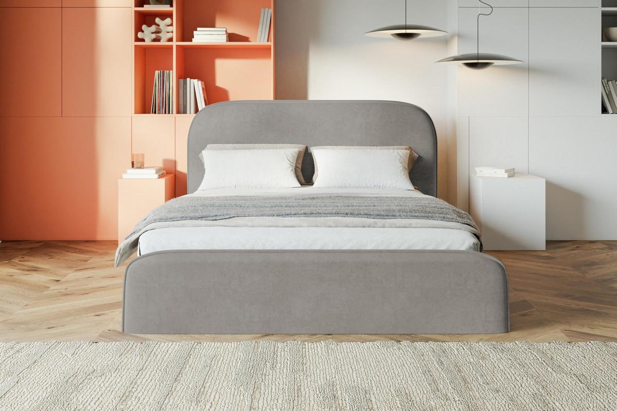 BETT 160x200 - Polsterbett mit Bettkasten und Holzrahmen - Modern Betten - Weicher Jasminstoff - Kollektion Vienna - Grau - Grau, Holz/Textil (160/200cm) - Alpi-Möbel