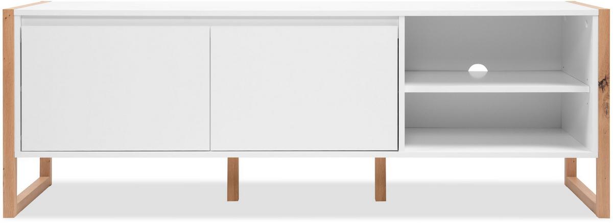 TV-RACK Denver 54 weiß / Dekor Artisan Oak 55/160/40 cm - Weiß, Holzwerkstoff (160/55/40cm) - Calicosy