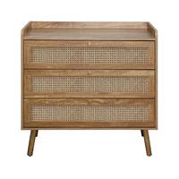 KOMMODE mit 3 schubladen und fronten aus natürlichem rattan - palmo 80/39/79 cm - Apfelbaumfarben, Holzwerkstoff (39/79/80cm) - Calicosy