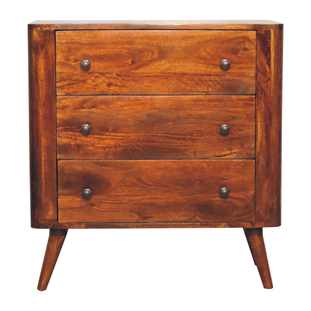 KOMMODE Kastanien-Finish, 3 Schubladen, Braun - Braun, Holz (35/80/75cm) - Artisan Furniture