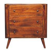 KOMMODE Kastanien-Finish, 3 Schubladen, Braun - Braun, Holz (35/80/75cm) - Artisan Furniture