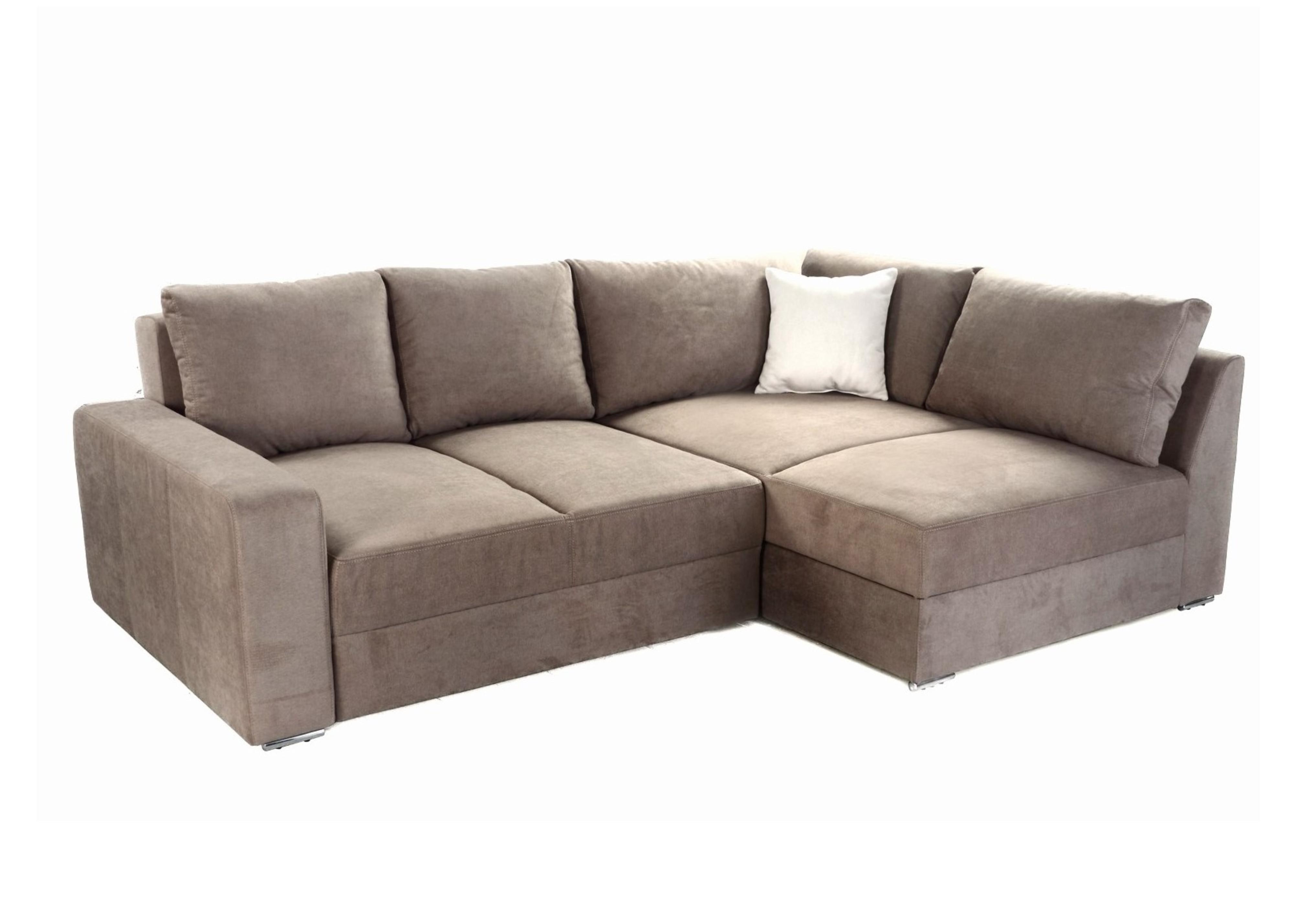 ECKSOFA-DAUERSCHLÄFER Boxspring Federkern Topper Bettkasten, seitenverkehrt montierbar B260/T181/H88 cm, Mikrofaser in Hellbraun / 15108 - Hellbraun/Chromfarben, Textil/Metall (260/181cm) - luma-home
