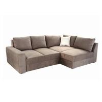 ECKSOFA-DAUERSCHLÄFER Boxspring Federkern Topper Bettkasten, seitenverkehrt montierbar B260/T181/H88 cm, Mikrofaser in Hellbraun / 15108 - Hellbraun/Chromfarben, Textil/Metall (260/181cm) - luma-home