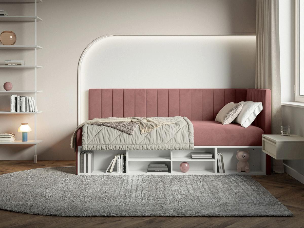 JUGENDBETT Ventrio Rosa Easy-Clean-Samtbezug 90x200 cm - Pink, Holz/Textil (90/200cm) - Selsey