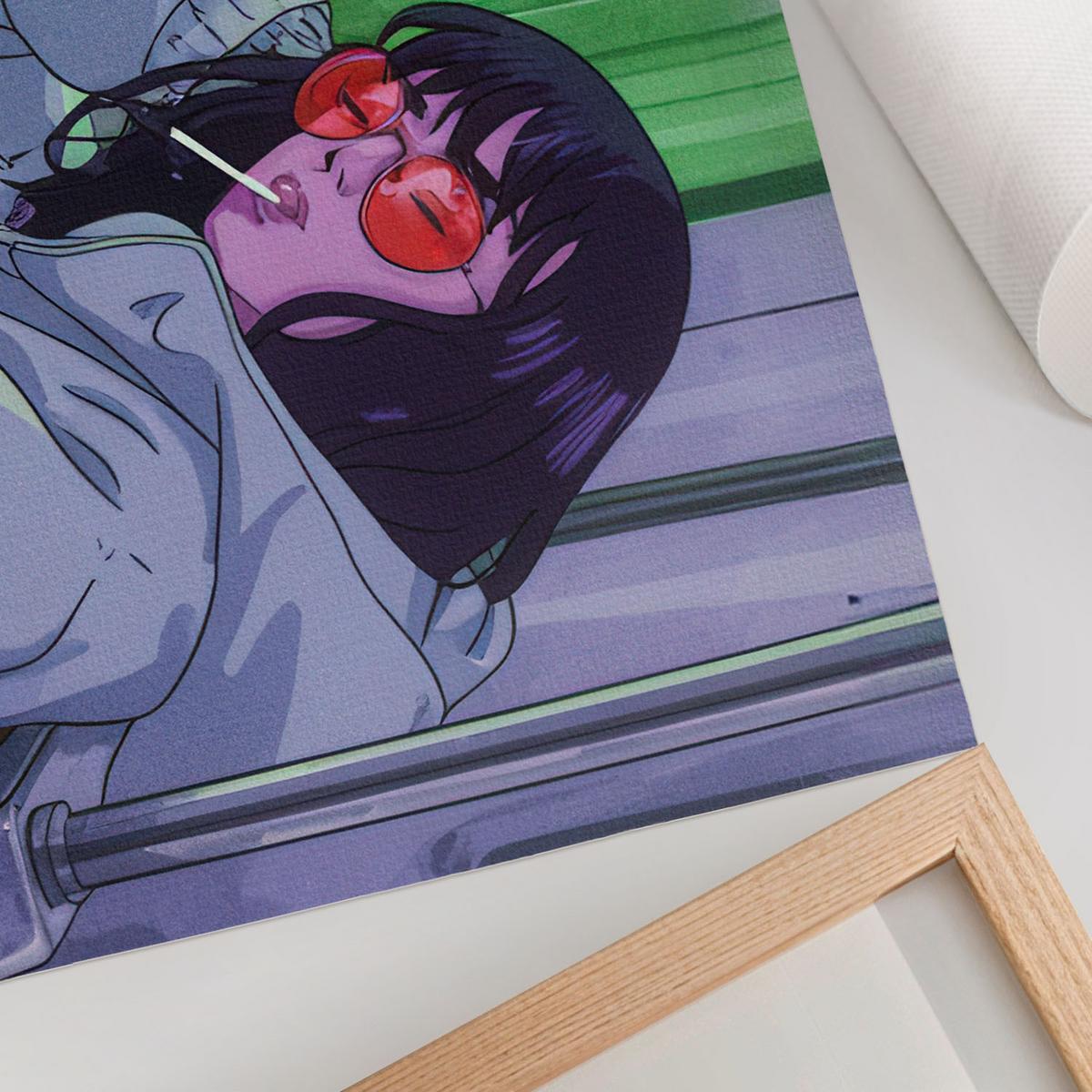 POSTER - 59x42 cm (A2) - Patryk Michalski - Mädchen in der U-Bahn - Violett, Textil (59.4/42/0.1cm) - TULUP