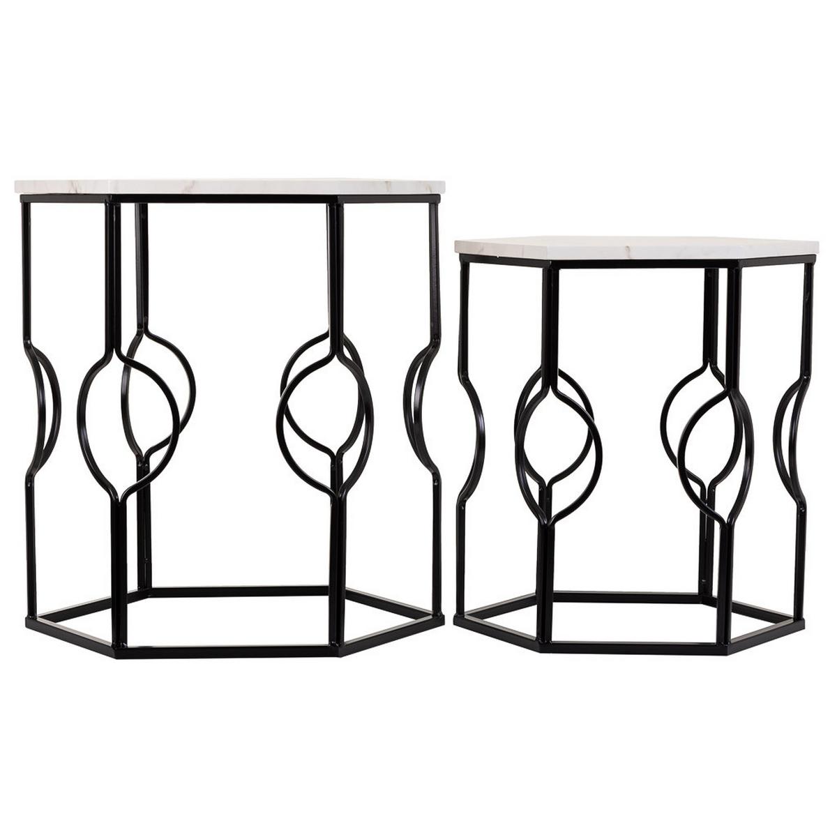 TISCH aus Metall, schwarz, 2-tlg. - Weiß, Metall (39/39/57cm) - Wanderlust