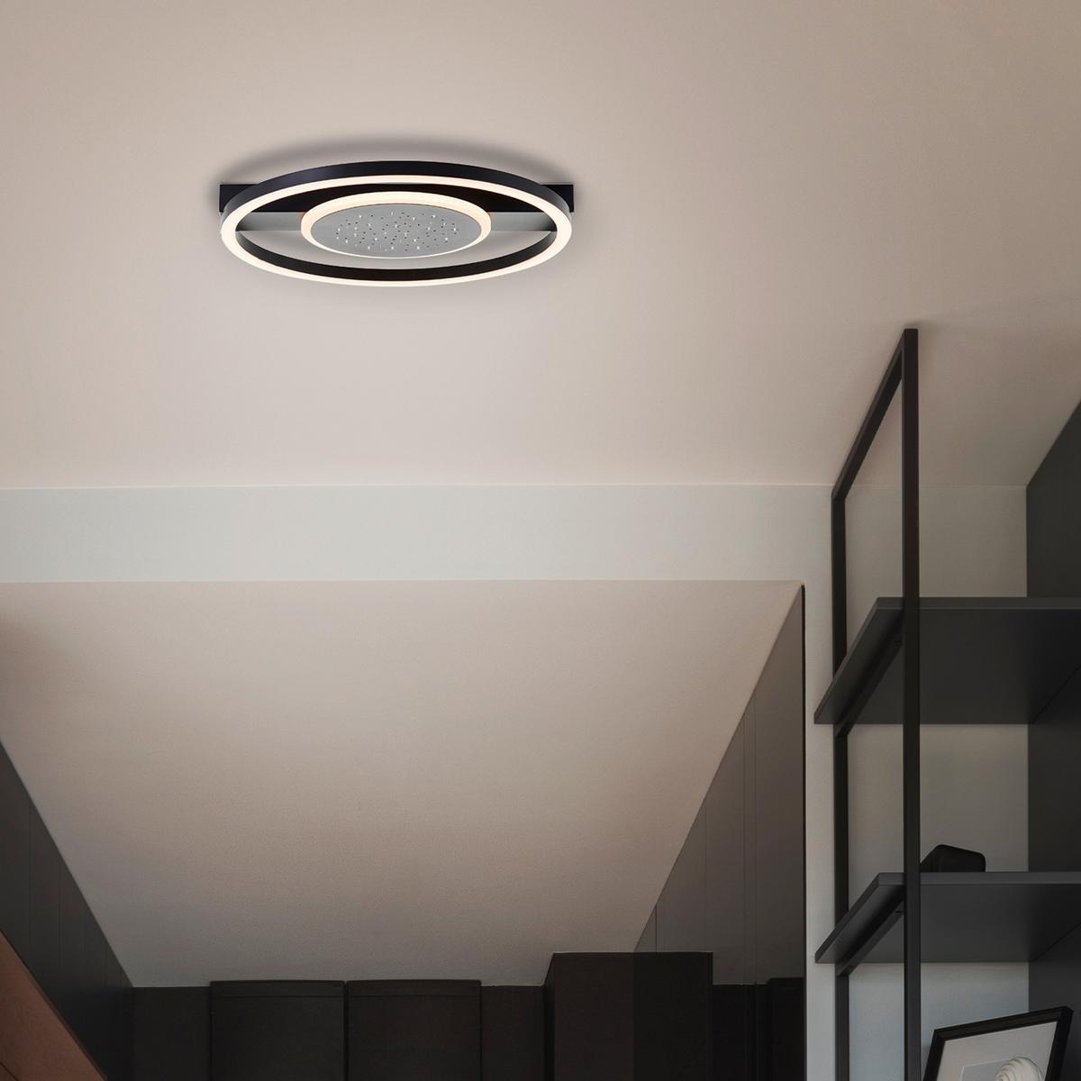 LED DECKENLEUCHTE Reno Schwarz 37/37/5 cm - Schwarz, Metall (37/37/5cm) - Brilliant