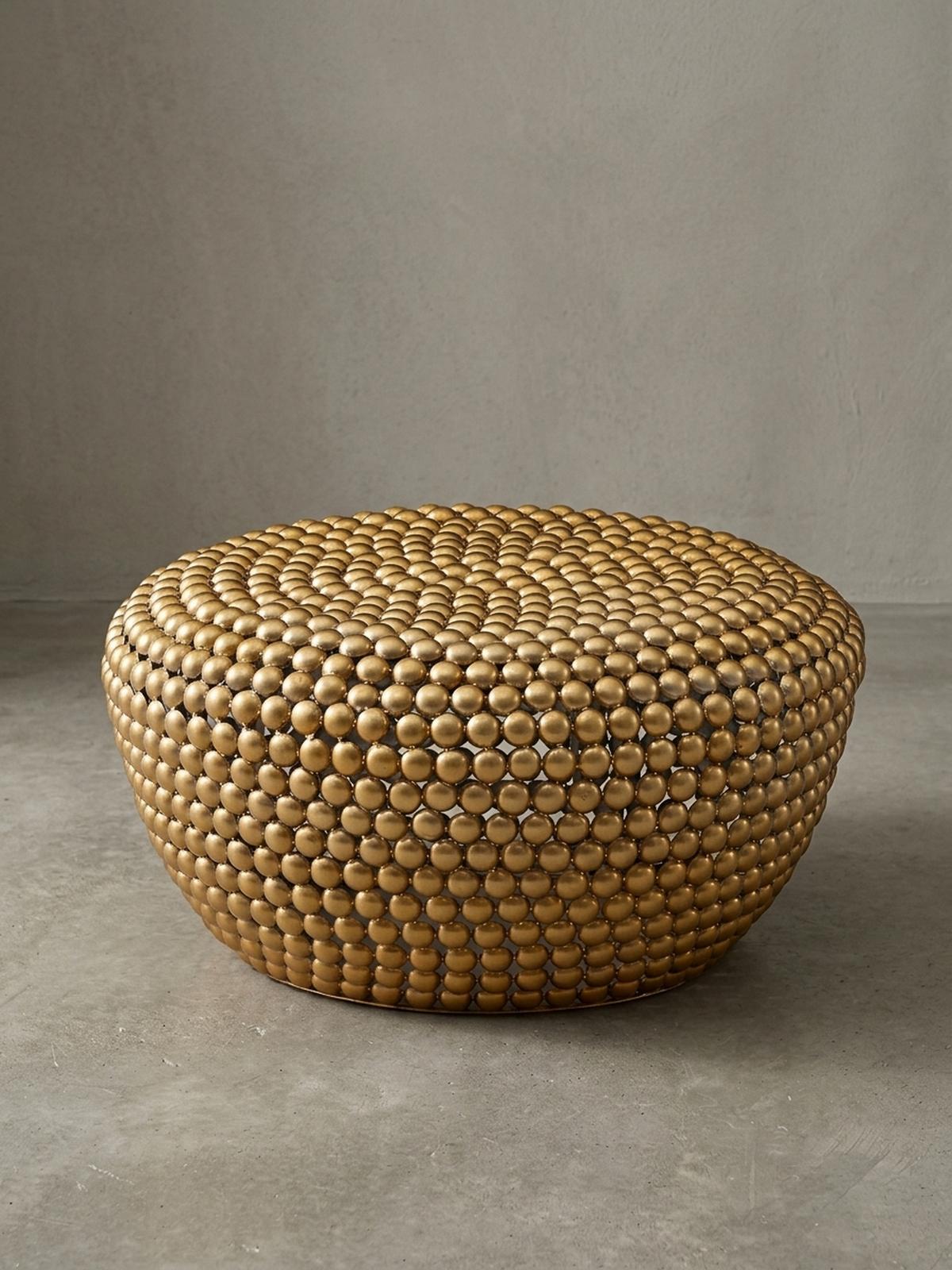 BEISTELLTISCH BIFERNO im orientalischen Stil aus Aluminium mit abgerundeter Form, Gold 60x60x30 cm - Goldfarben, Metall (60/60/30cm) - KADIMA DESIGN