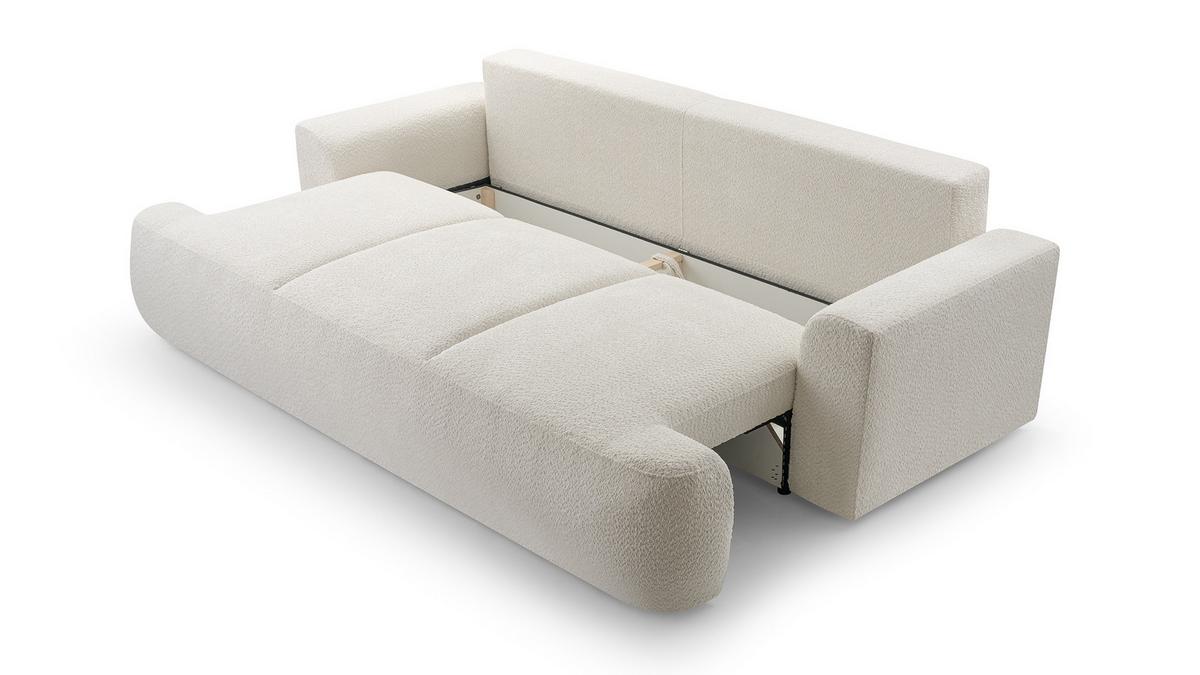 BETTSOFA FILO Beige Bucle-Stoff mit Schlaffunktion - Beige, Textil (110/94/248cm) - MASSENO