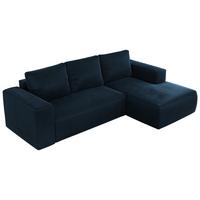 ECKSOFA TRENTINO L Dunkelblau Velvet - Rechts - Schwarz/Dunkelblau, Kunststoff/Textil (164/266cm) - MKS