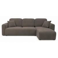 ECKSOFA Olido Dunkelbeige-Samt - Schwarz/Cappuccino, Kunststoff/Textil (245/150cm) - Selsey