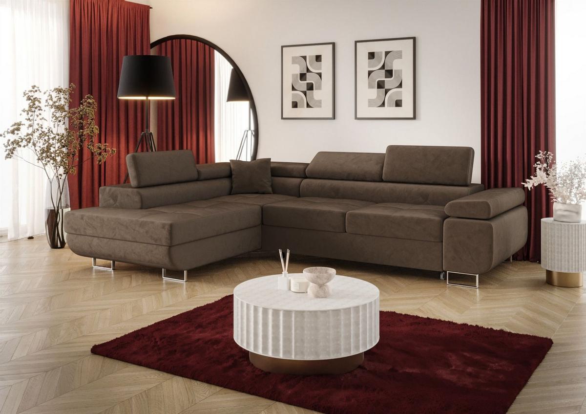ECKSOFA Monaro Mit Schlaffunktion - Braun, Holzwerkstoff/Textil (202/275cm) - Fun Möbel