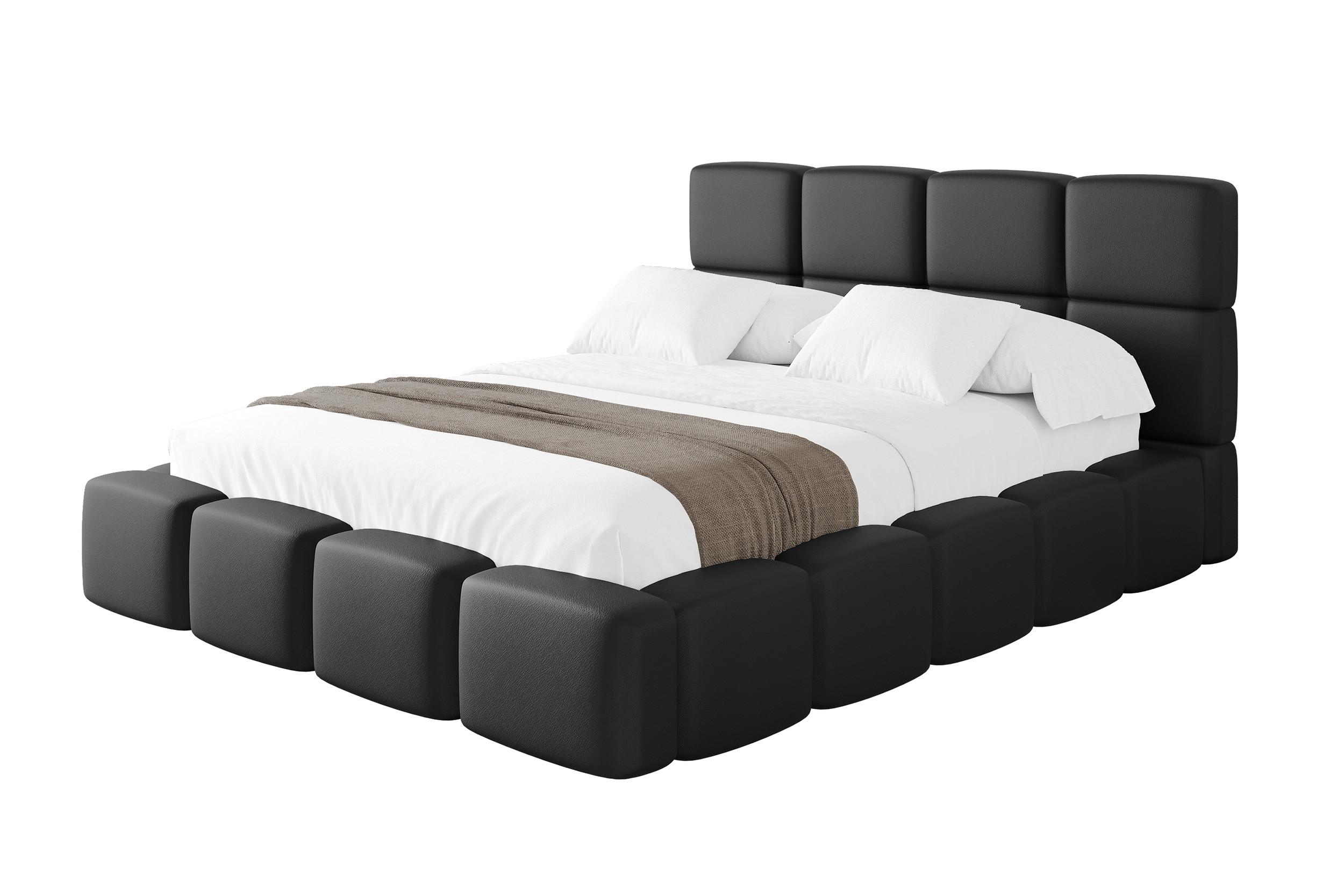 POLSTERBETT mit Bettkasten und Lattenrost, Bett mit Kopfteil, Boxbett ohne Matratze, Doppelbett mit Stauraum - NATA 140x200 Schwarz - Schwarz, Holzwerkstoff/Textil (140/200cm) - ALTDECOR