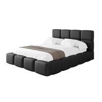 POLSTERBETT mit Bettkasten und Lattenrost, Bett mit Kopfteil, Boxbett ohne Matratze, Doppelbett mit Stauraum - NATA 120x200 Schwarz - Schwarz, Holzwerkstoff/Textil (120/200cm) - ALTDECOR