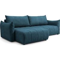 ECKSOFA Liv mit Schlaffunktion & Bettkasten in Cordstoff Marineblau, Universell 260/154/86 cm - Blau/Schwarz, Kunststoff/Textil (260/154cm) - WFL GROUP