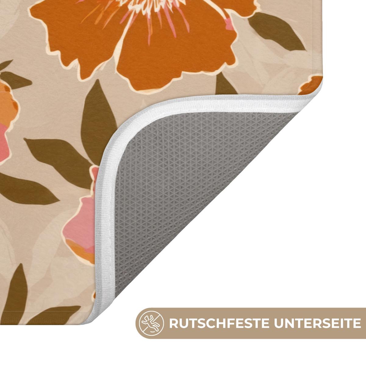 BADEMATTE Blumen - Motiv - Retro 80x50 cm - Multicolor, Textil (80/50cm) - OnlyWow
