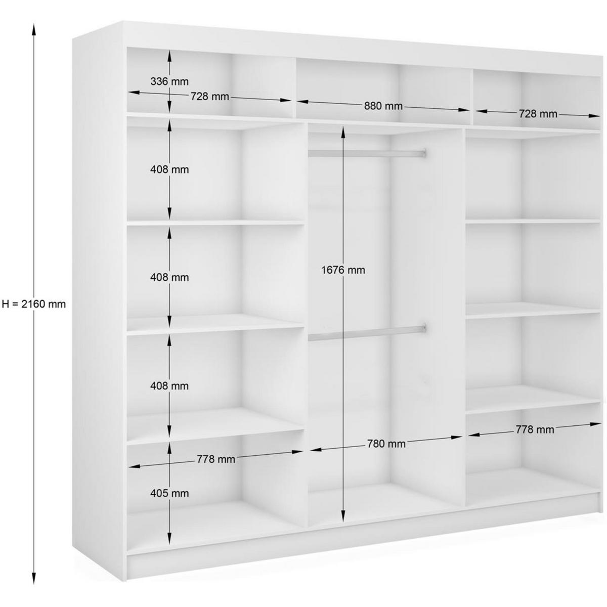 SCHWEBETÜRENSCHRANK Gaja mit 3 Türen, mit Spiegel 240/216/61 Walnuss - Walnussfarben, Holzwerkstoff (240/216/61cm) - Beautysofa