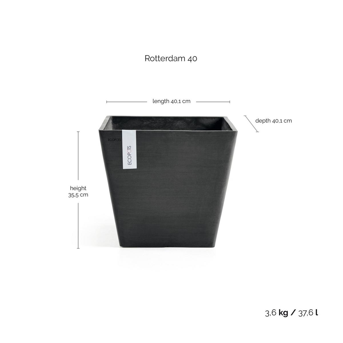 BLUMENTOPF Rotterdam 40,1/40,1/35,5 cm Dunkelgrau - Dunkelgrau, Kunststoff (40.1/35.5cm) - Ecopots
