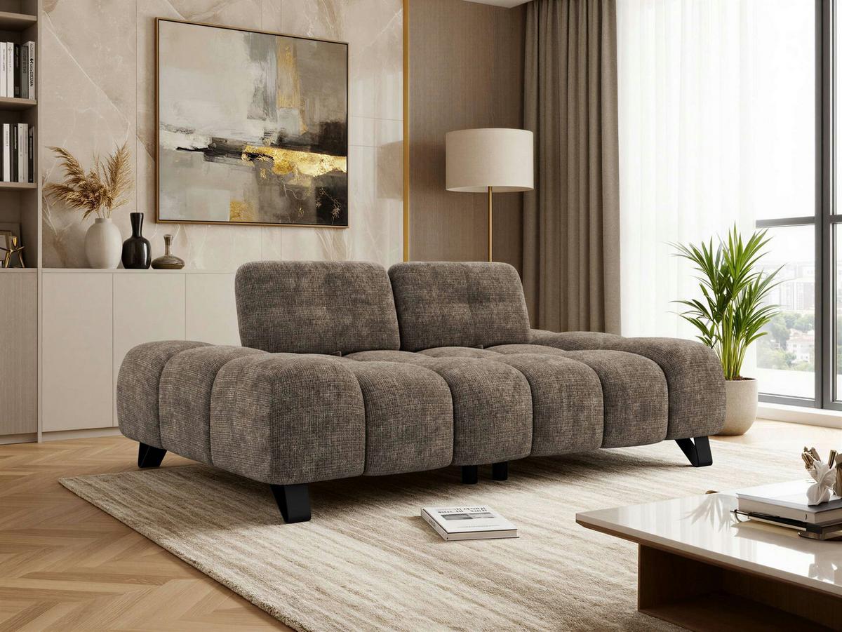 3-SITZER-SOFA NERANO - Braun Schenille - Schwarz/Braun, Textil/Metall (220/88/146cm) - MKS