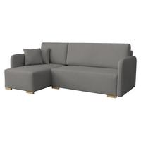 ECKSOFA Como L - Dunkelgrau/Naturfarben, Holz/Textil (220/140cm) - MIRJAN24