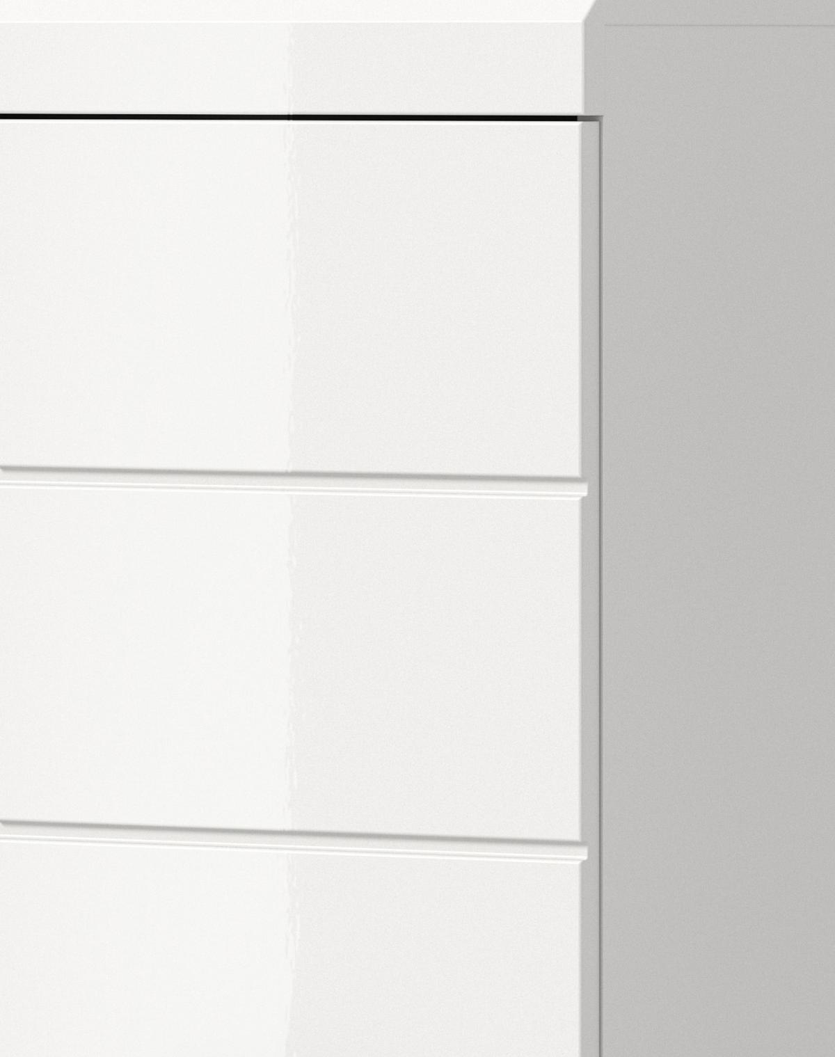 HOCHSCHRANK weiß Hochglanz 74 x 191 cm, Badschrank mit viel Stauraum - Weiß Hochglanz/Silberfarben, Holzwerkstoff/Kunststoff (74/191/31cm) - Inn.Furn