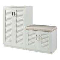 SCHUHSCHRANK Løten mit Sitzbank - Weiß, Holzwerkstoff (120/97/36cm) - [en.casa]
