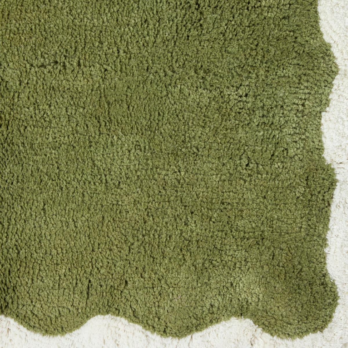 BADTEPPICH Wellenrand 50/80 cm, 100 % Baumwolle - Grün, Textil (50/80cm) - Homescapes