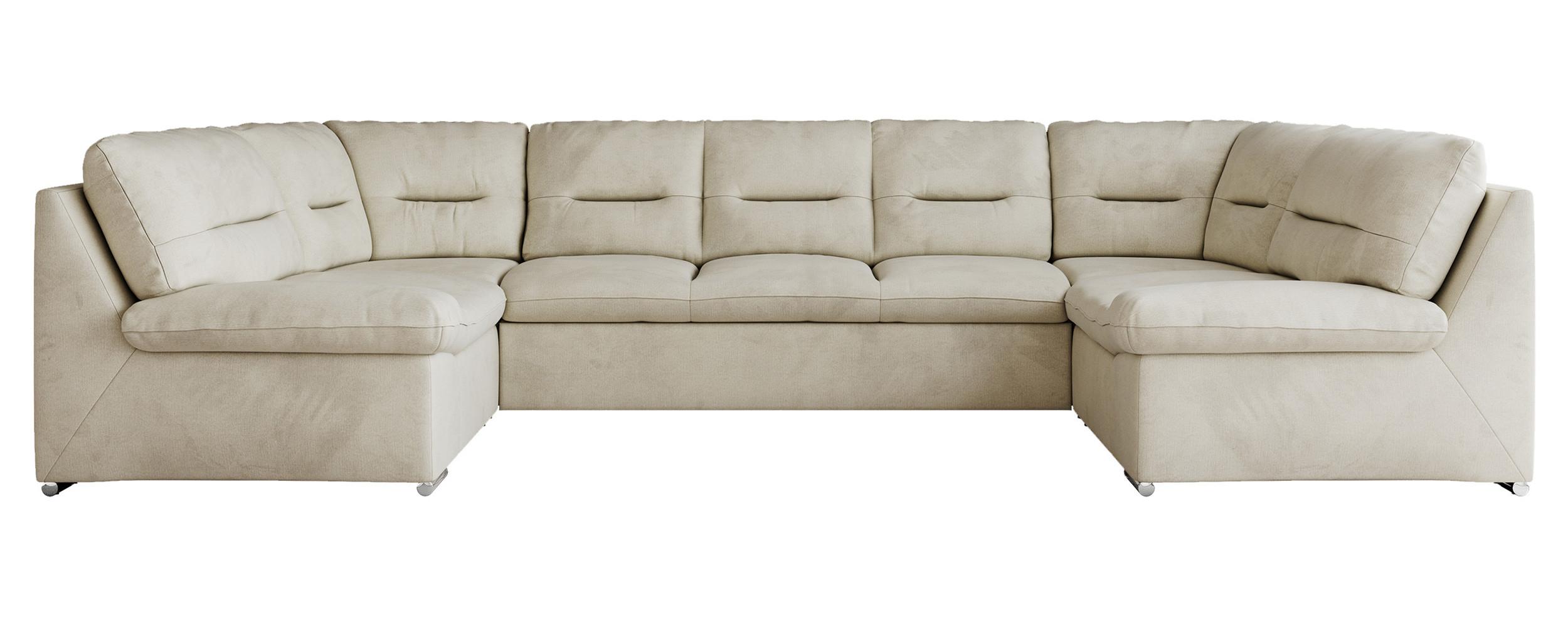 WOHNLANDSCHAFT MORBIDO U Beige Velvet - Beige/Silberfarben, Textil/Metall (340/93/206cm) - MKS