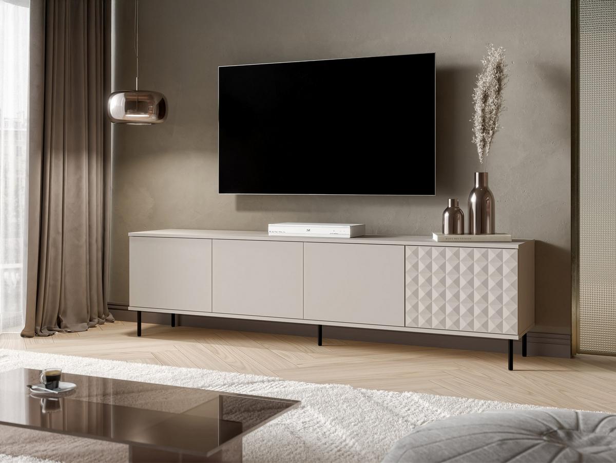 TV-LOWBOARD Leo 200 - Kaschmir/Schwarz, Holzwerkstoff/Metall (200/54/40cm) - MIRJAN24