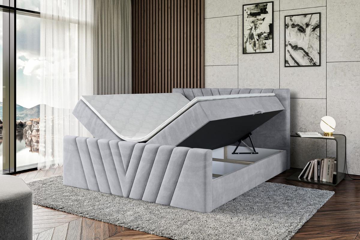 BOXBETT ERNINA-Z - 140x200 cm - H4 - Hellgrau - Hellgrau, Holzwerkstoff (140/200cm) - ALTDECOR