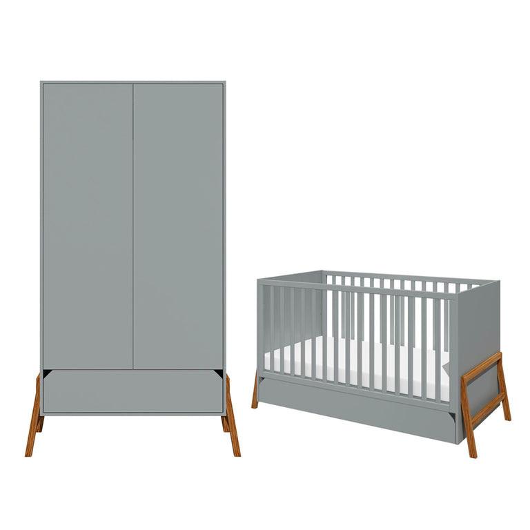 BABYZIMMER 2-teilig Grau - Grau, Holzwerkstoff (161/90/75cm) - Petits-meubles