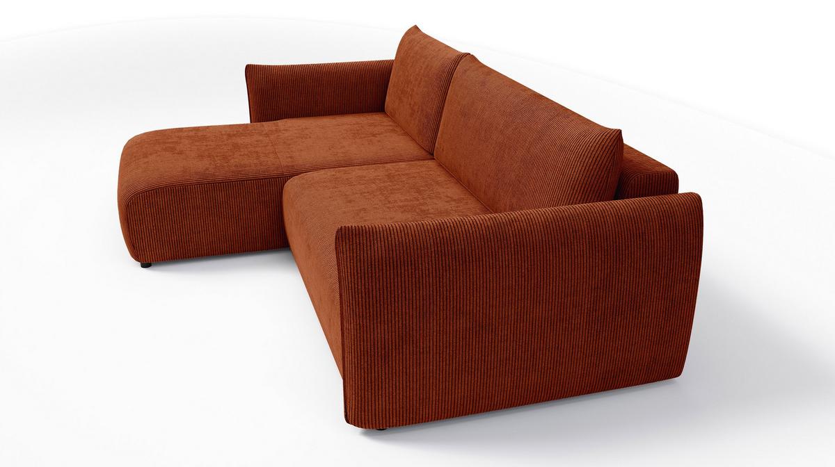 ECKSOFA TAUER 3-Sitzer rechts, orange - Schwarz/Orange, Holz/Textil (248/173cm) - Wozimo