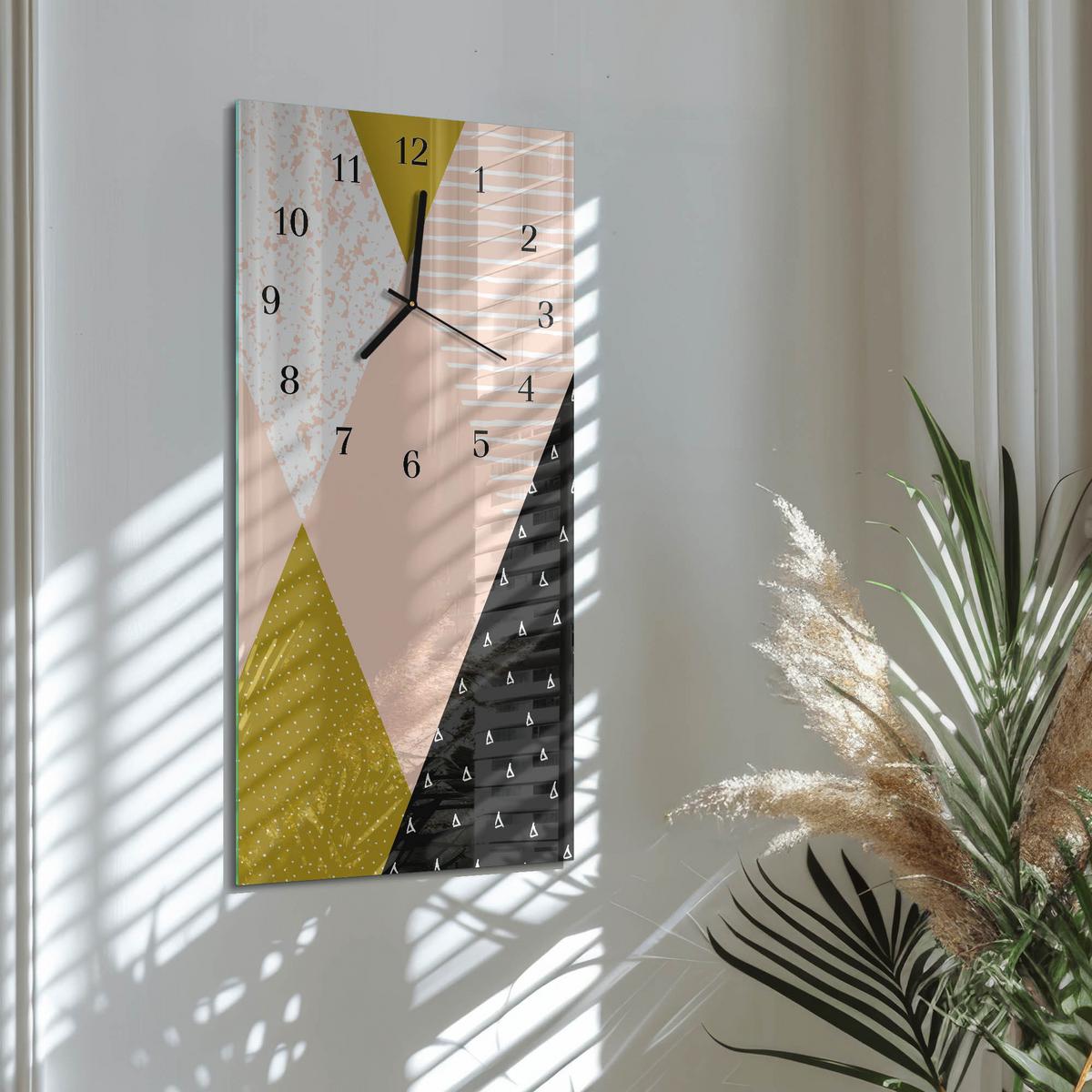 WANDUHR aus Glas 30x60 cm - Muster - Multicolor, Glas (30/60/0.4cm) - TULUP